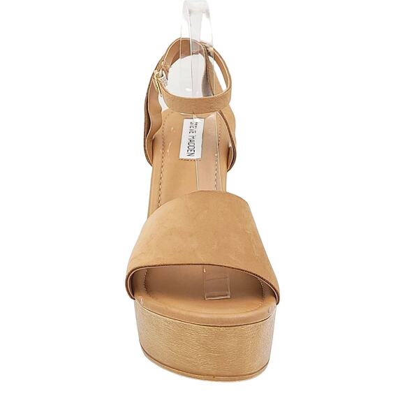 Steve Madden Women Strappy Wooden Wedge Sandals Welsh Size US 11 Camel Nubuck - Picture 10 of 13